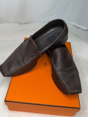 D&G Dark Brown Leather Slip-On Loafers